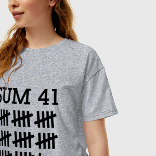 Женская футболка хлопок Oversize Sum 41 black, цвет меланж - фото 3