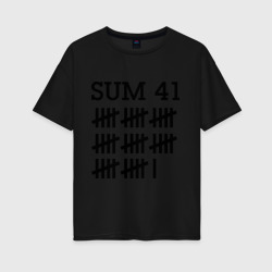 Sum 41 black – Женская футболка хлопок Oversize с принтом купить со скидкой в -16%