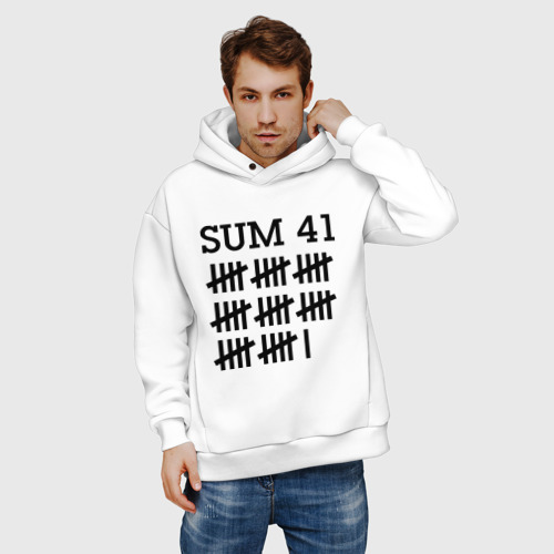 Мужское худи Oversize хлопок Sum 41 black, цвет белый - фото 3