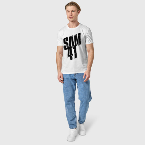 Мужская футболка хлопок Sum forty one, цвет белый - фото 5