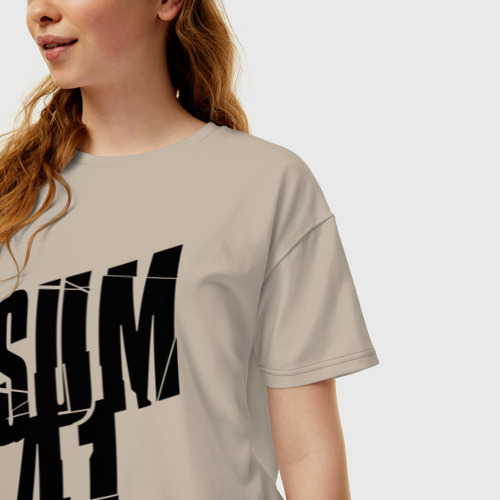 Женская футболка хлопок Oversize Sum forty one, цвет миндальный - фото 3