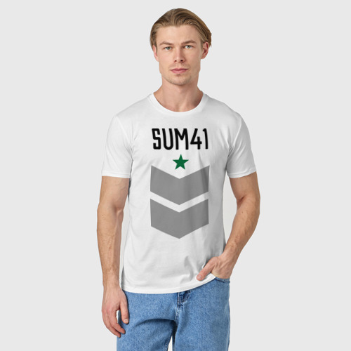 Мужская футболка хлопок Sum41 погон, цвет белый - фото 3
