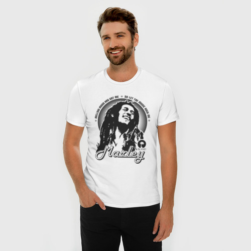 Мужская футболка хлопок Slim Marley, цвет белый - фото 3