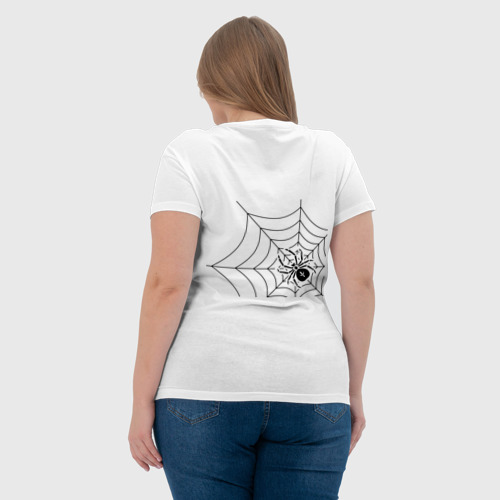 Женская футболка хлопок В плену у паучка (спина), цвет белый - фото 7