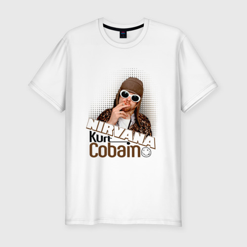 Мужская футболка хлопок Slim Kurt Cobain в очках, цвет белый