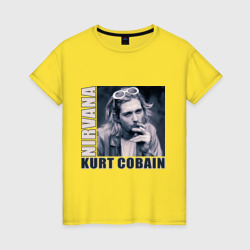 Женская футболка хлопок Nirvana - Kurt Cobain