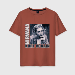 Женская футболка хлопок Oversize Nirvana - Kurt Cobain