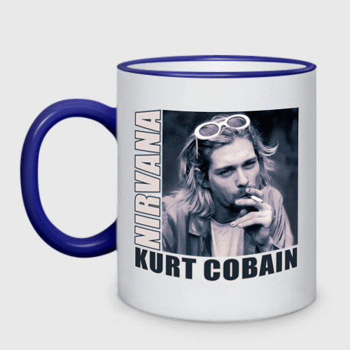 Кружка двухцветная Nirvana - Kurt Cobain, цвет Кант синий