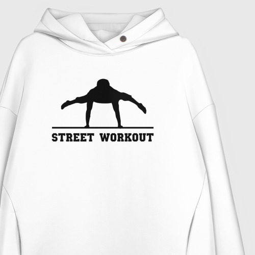 Женское худи Oversize хлопок Street Workout V, цвет белый - фото 3