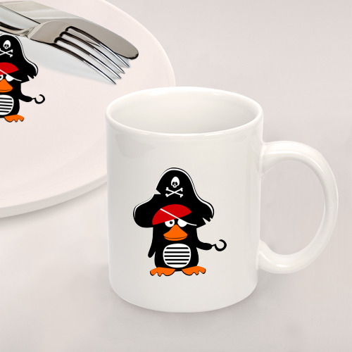 Набор: тарелка + кружка Пингвин - тусовщик - фото 2