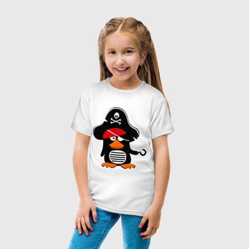 Детская футболка хлопок Пингвин - тусовщик, цвет белый - фото 5