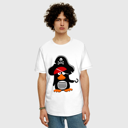 Мужская футболка хлопок Oversize Пингвин - тусовщик, цвет белый - фото 3