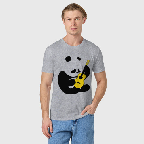 Мужская футболка хлопок Панда играет на гитаре, цвет меланж - фото 3