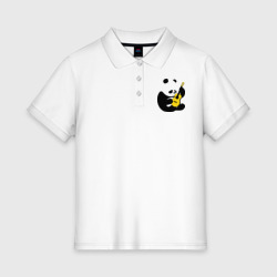 Женское поло хлопок Панда играет на гитаре