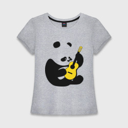 Женская футболка хлопок Slim Панда играет на гитаре