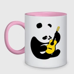 Кружка двухцветная Панда играет на гитаре