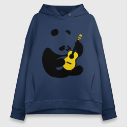Женское худи Oversize хлопок Панда играет на гитаре