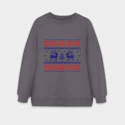 Женский свитшот oversize без начеса хлопок Узор олени