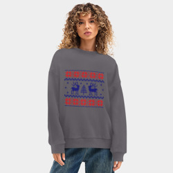 Женский свитшот oversize без начеса хлопок Узор олени - фото 2