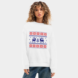 Женский свитшот oversize без начеса хлопок Узор олени - фото 2