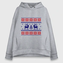 Женское худи Oversize хлопок Узор олени