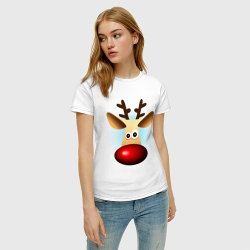 Женская футболка хлопок WOW Deer, цвет белый - фото 3