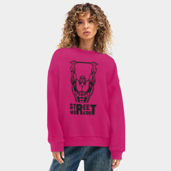 Женский свитшот oversize без начеса хлопок Стрит воркаут чемпион - фото 2