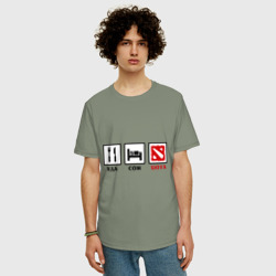 Мужская футболка хлопок Oversize Главное в жизни - еда, сон, Дота - фото 2