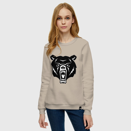 Женский свитшот хлопок Медведь, цвет миндальный - фото 3