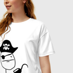 Женская футболка хлопок Oversize Покер Фейс пират - фото 2