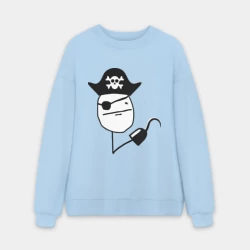 Мужской свитшот oversize без начеса хлопок Покер Фейс пират