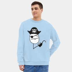Мужской свитшот oversize без начеса хлопок Покер Фейс пират - фото 2