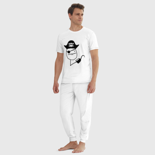 Мужская пижама хлопок Покер Фейс пират, цвет белый - фото 5