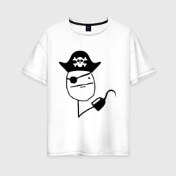 Женская футболка хлопок Oversize Покер Фейс пират