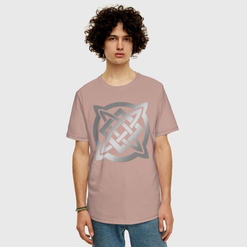 Мужская футболка хлопок Oversize Орлий меч, цвет пыльно-розовый - фото 3