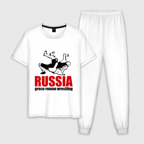 Мужская пижама хлопок с принтом Российский борец Александр Карелин, вид спереди #2