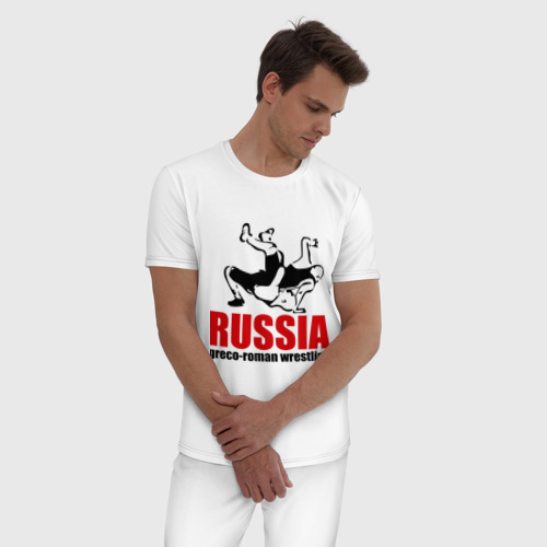 Мужская пижама хлопок с принтом Российский борец Александр Карелин, фото на моделе #1