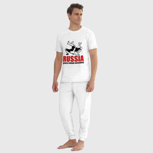 Мужская пижама хлопок с принтом Российский борец Александр Карелин, вид сбоку #3
