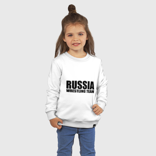 Детский свитшот хлопок Александр Карелин: Russia wrestling team, цвет белый - фото 3