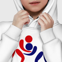 Худи с принтом Лого - борцы для ребенка, вид на модели спереди №5. Цвет основы: белый