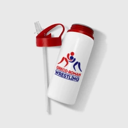 Бутылка для воды с трубочкой Лого - борцы - фото 2