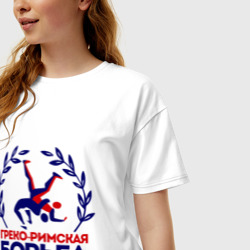 Женская футболка хлопок Oversize Греко - римская борьба и венок - фото 2