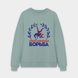 Мужской свитшот oversize без начеса хлопок Греко - римская борьба и венок