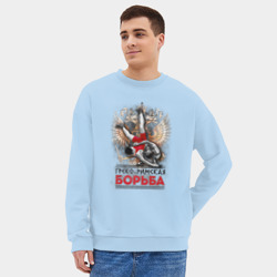 Мужской свитшот oversize без начеса хлопок Классическая борьба - фото 2