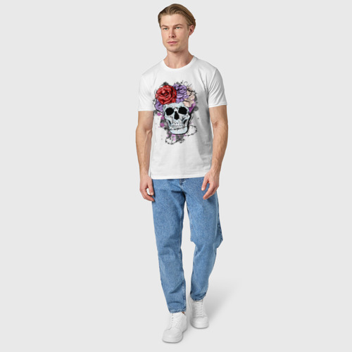 Мужская футболка хлопок Glam rock skull, цвет белый - фото 5