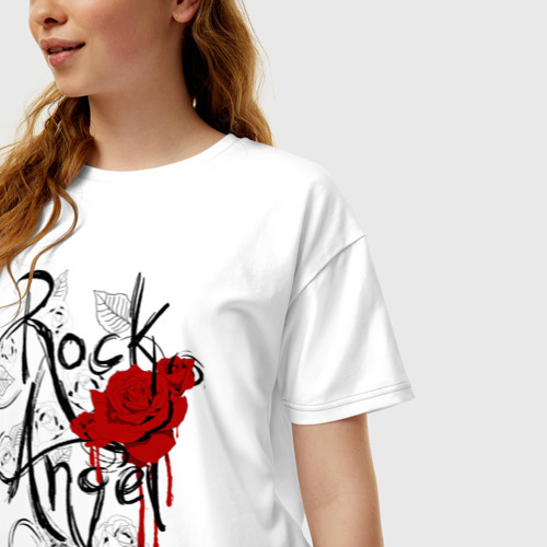 Женская футболка хлопок Oversize Rock angel red rose - фото 3