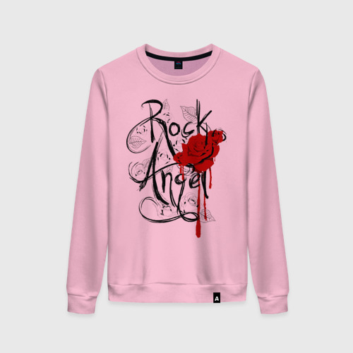 Женский свитшот хлопок Rock angel red rose, цвет светло-розовый