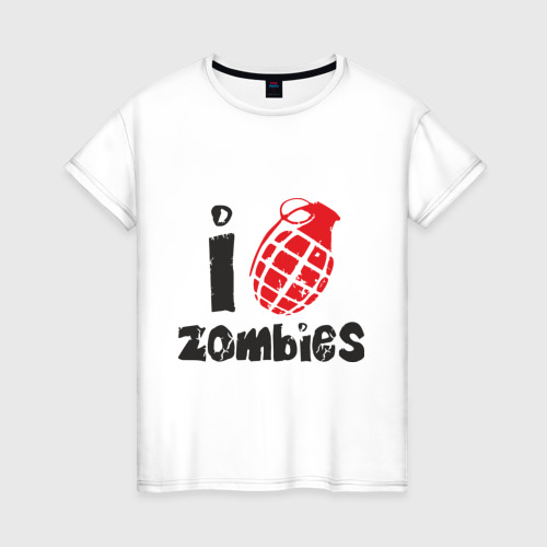 Женская футболка хлопок I Bomb Zombies, цвет белый
