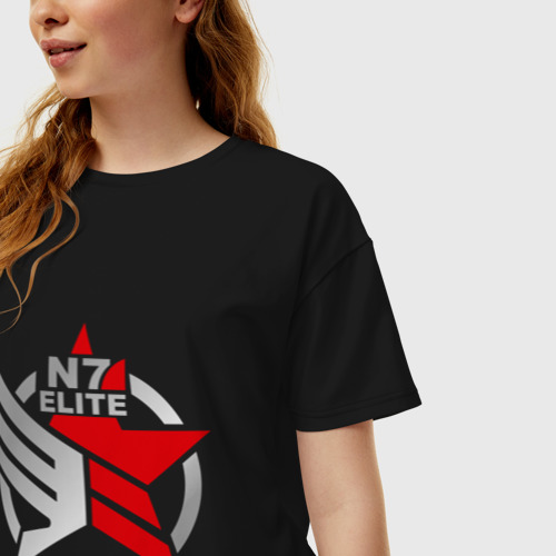 Женская футболка хлопок Oversize N7 Mass Effect, цвет черный - фото 3