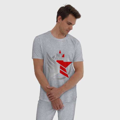 Мужская пижама хлопок с принтом N7 Mass Effect, фото на моделе #1